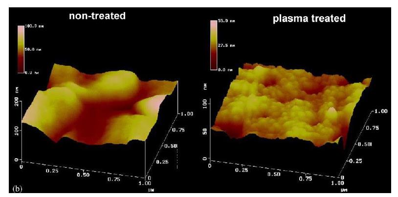 等離子處理前后表面形貌變化